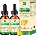 Magnesio Complesso Gocce Liquide, Magnesio Glycinate Gocce Liquide con Magnesio Taurate, Citrato, Calcio, Potassio, Vitamina, Zinco (2 Fl Oz (Pack of 2), Ananas)