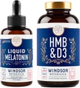 WINDSOR BOTANICALs HMB mit Vitamin D3 Supplement und flüssigem Melatonin 3mg - Workout and Recovery Bundle