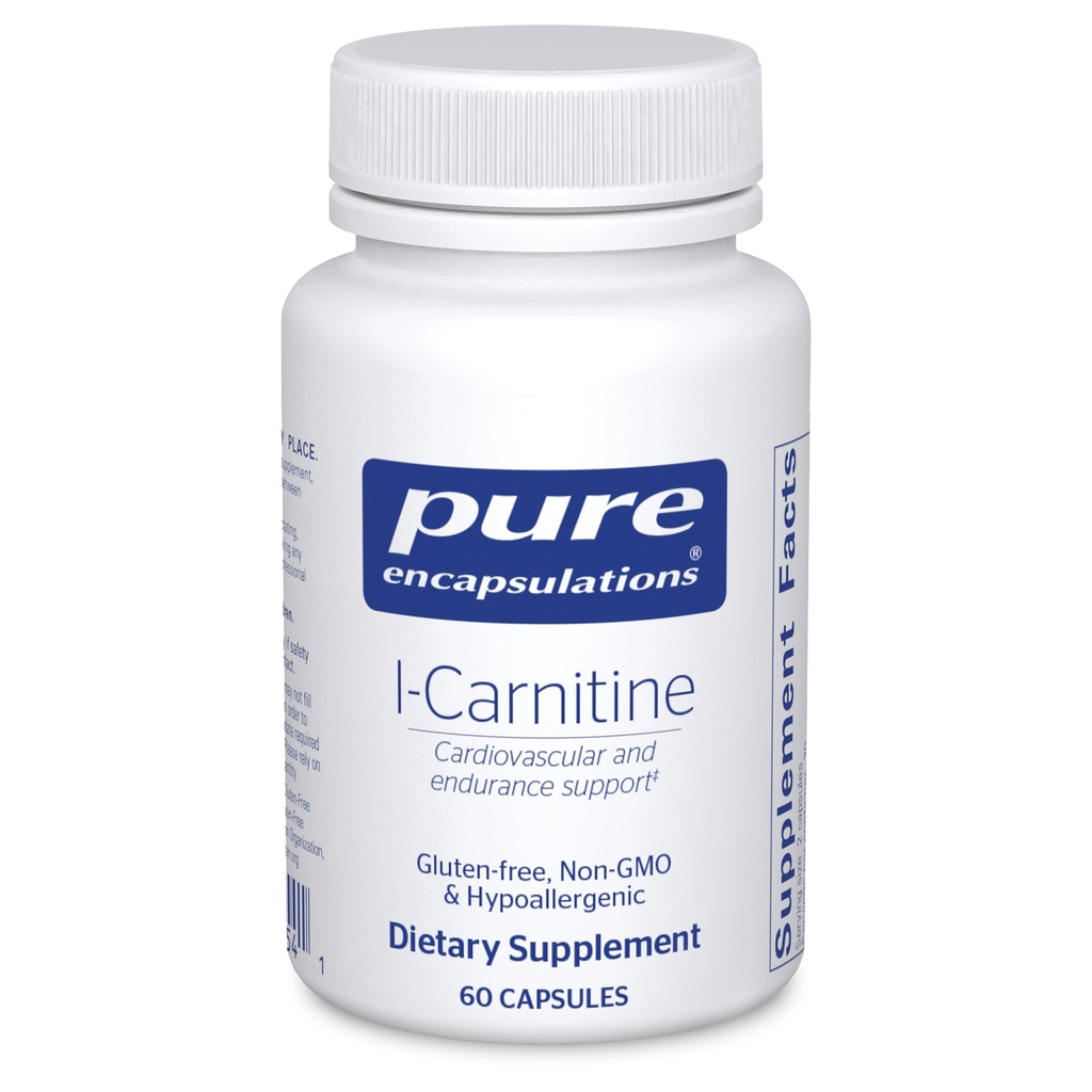 Reine Kapseln L-Carnitin | Hypoallergene Ergänzung für Herz-Kreislauf- und Endurance-Unterstützung | 60 Kapseln