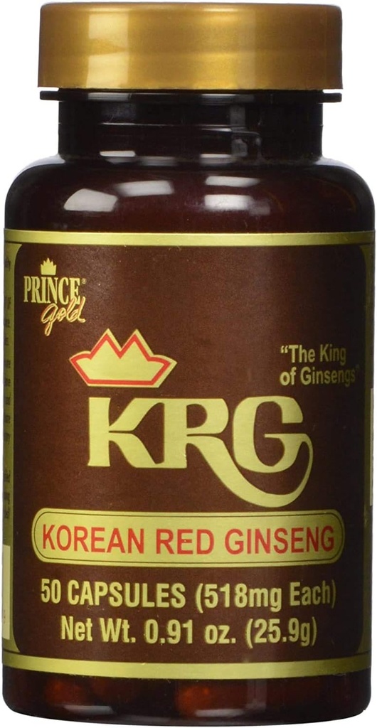 Prince of Peace Prince Gold KRG Korean Red Ginseng, 2 Pack - 50 Kapseln Jeder – Natürliche rote Panax Ginseng – Korean Ginseng Root Powder – Chinesische Kräuterergänzung – fördert Gesamtgesundheit und