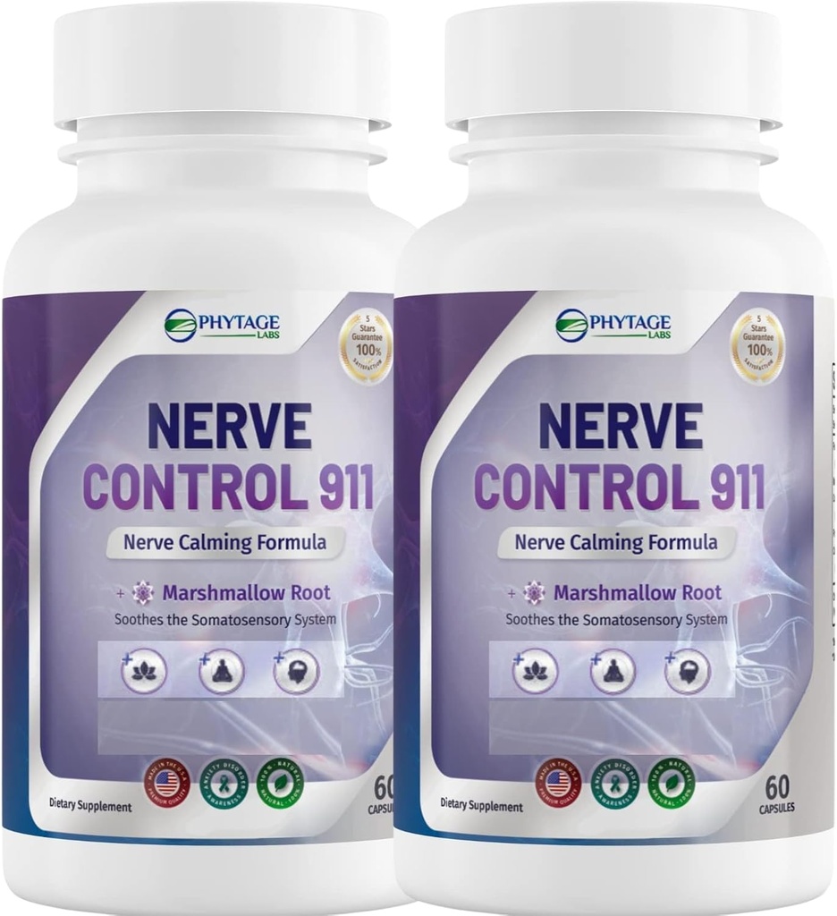 Nerve Control 911 - Capsule Natural Plant Based Nerve Health Supplement- 2 Pack