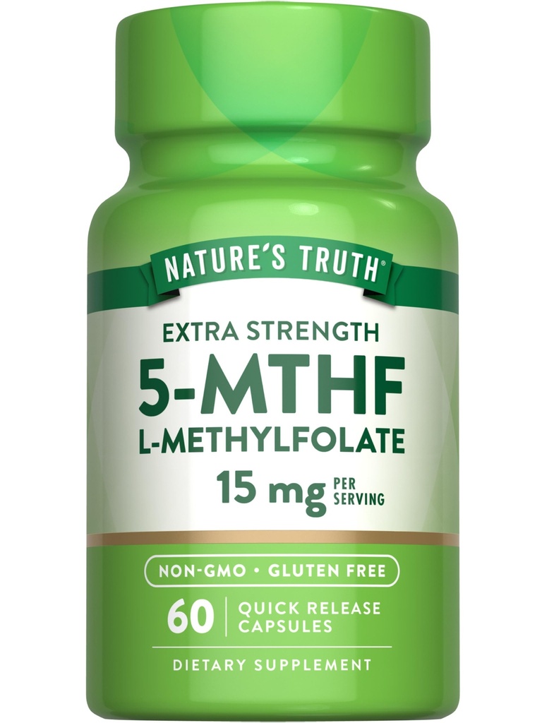 La verità della natura L Methylfolate 15mg | 60 capsule | Non-OGM & Gluten Supplemento gratuito | Extra Forza
