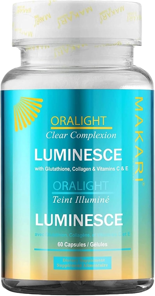 Makari Blue Crystal Oralight Capsules (60 capsule) | Integratori di collagene con Glutathione e Lemon | Integratore per la cura della pelle per le donne con vitamine C ed E | Aiuta con le macchie scure, l'acne e le rughe