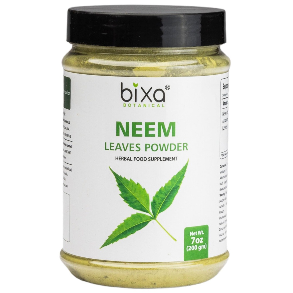 polvere di foglie di neem BOTANICAL | Azadirachta Indica | 200 grammi / 7 OZ | Ayurvedic Anti Allergic Herbal Supplement | Gluten Free, Non-GMO, Steam Treated, Vegan.