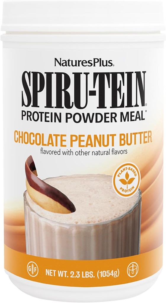 NaturesPlus SPIRU-TEIN, Chocolate Peanut Butter - 2,3 lbs, Paket von 2 - Pflanzenbasiertes Proteinpulver - Vegetarisch, Glutenfrei - 68 Gesamt Servierungen
