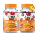 Bambini Multivitaminici vitali + Ferro e Vitamina C Bambini, Gummies Bundle - Grande Degustazione, Supplemento di vitamina, Senza glutine, OGM libero, pancia masticabile