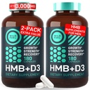 HMB und Vitamin D3 Ergänzung Kapseln - B-Hydroxy B-Methylbutyrat 1.000-3.000 MG HMB Ergänzungen mit Vitamin D3 - Muskelwachstum, Stärke, Leistung, Pre-Workout, Muskelrückgewinnung - 360 Caps