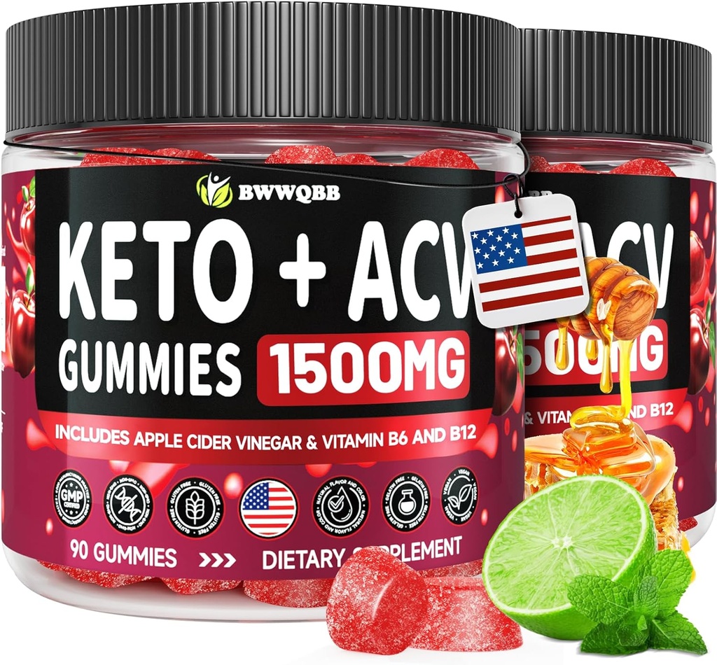 2 Pack Keto ACV Gummies Advanced Formula 1500mg, 180 Vegan Gelatin-Free Avanzate di sidro di mele Gummies con Pomegranate & Beetroot, Ingredienti naturali, Alternativa alle gocce di Keto