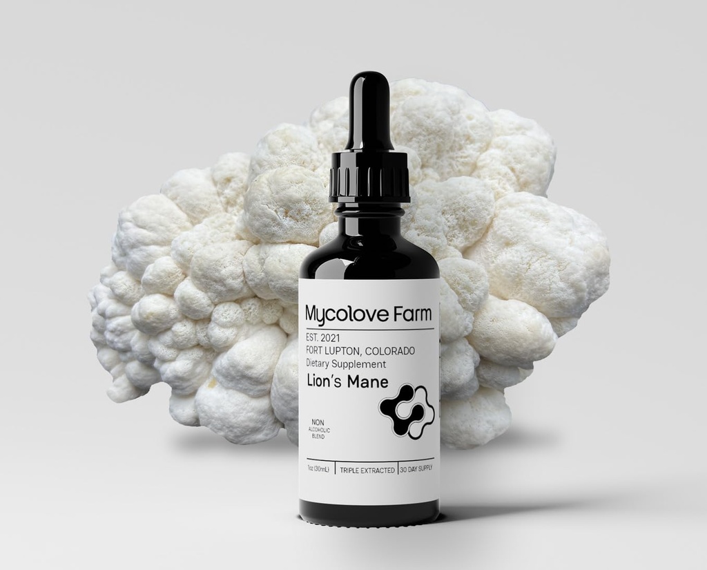 Mycolove Farm Bio Lion's Mane & Gotu Kola Tincture - Boost Mental Clarity - Fruchtkörperextrakt