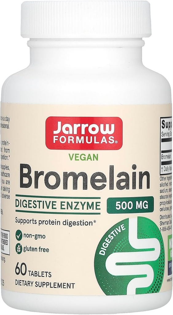 Jarrow Formulas® Comprimés bromélains, 500 mg de complément alimentaire pour la digestion des protéines, 60 comprimés, 60 jours d'approvisionnement