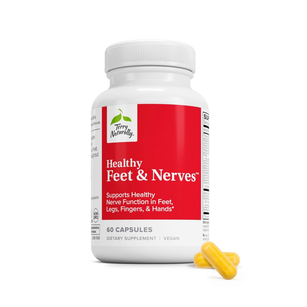 Terry naturellement les pieds et les nerfs sains - Supplément à base de plantes avec la vitamine bioactive B12 - Supplément de soutien de la santé circulatoire et nerve - Capsules végétaliennes avec Boswellia Serrata - 60 Capsules