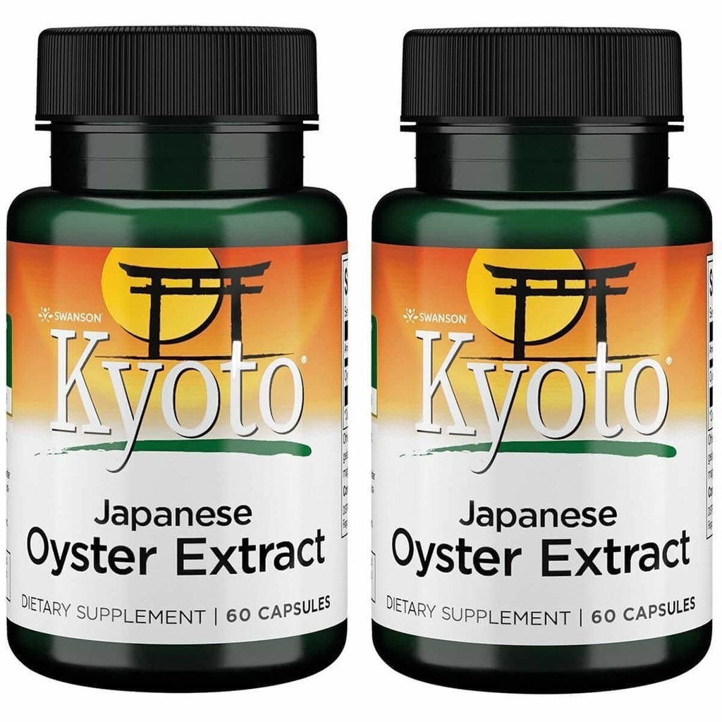 Swanson Kyoto Extrait d'huître japonais - Supplément naturel Promouvoir la conduite et le bien-être pour les hommes et les femmes - (500 Milligrammes 60 Capsules) (2 Pack)