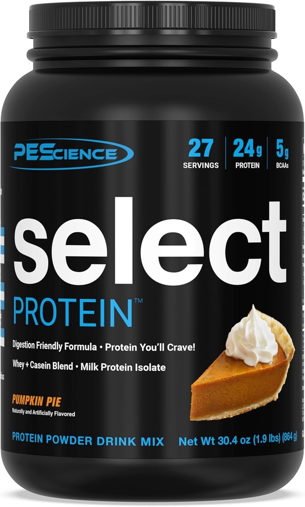 PEScience Select Protein Powder, Whey and Casein Blend, Clean Protein Powder for Women and Men, Low Calorie, Low Carb, Keto Friendly, Gluten Free - Kürbis Pie, 27 Portionen