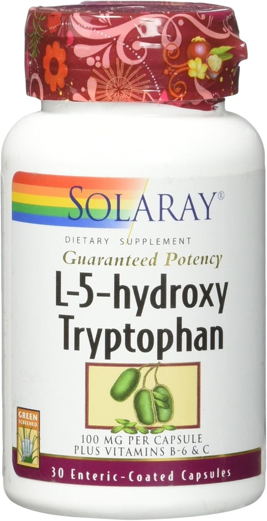Solaray Potentialité garantie L-5-HTP + B 6 et C 100 mg Capsules, 30 Nombre