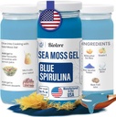Biolore Gel de mousse de mer sauvage - Blue Spirulina 16 oz - Gel de mousse de mer aromatisé avec vitamines essentielles et minéraux traces - Superfood végétalien - Fabriqué aux États-Unis, sans gluten, sans sucre ajouté