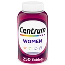Multivitamine centrum pour les femmes, supplément multiminérale avec fer, vitamine D3, vitamine B et vitamines antioxydantes C et E, sans gluten, ingrédients non OGM - 250 Compte