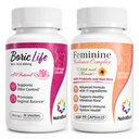 NutraBlast Boric Acid Vaginal Suppositories 600mg (30 Conte) Bundle con Feminine Balance Complex (60 capsule) | Vaginal Detox & Cleanse | Supports Healthy Intestinal Flora & Immune System