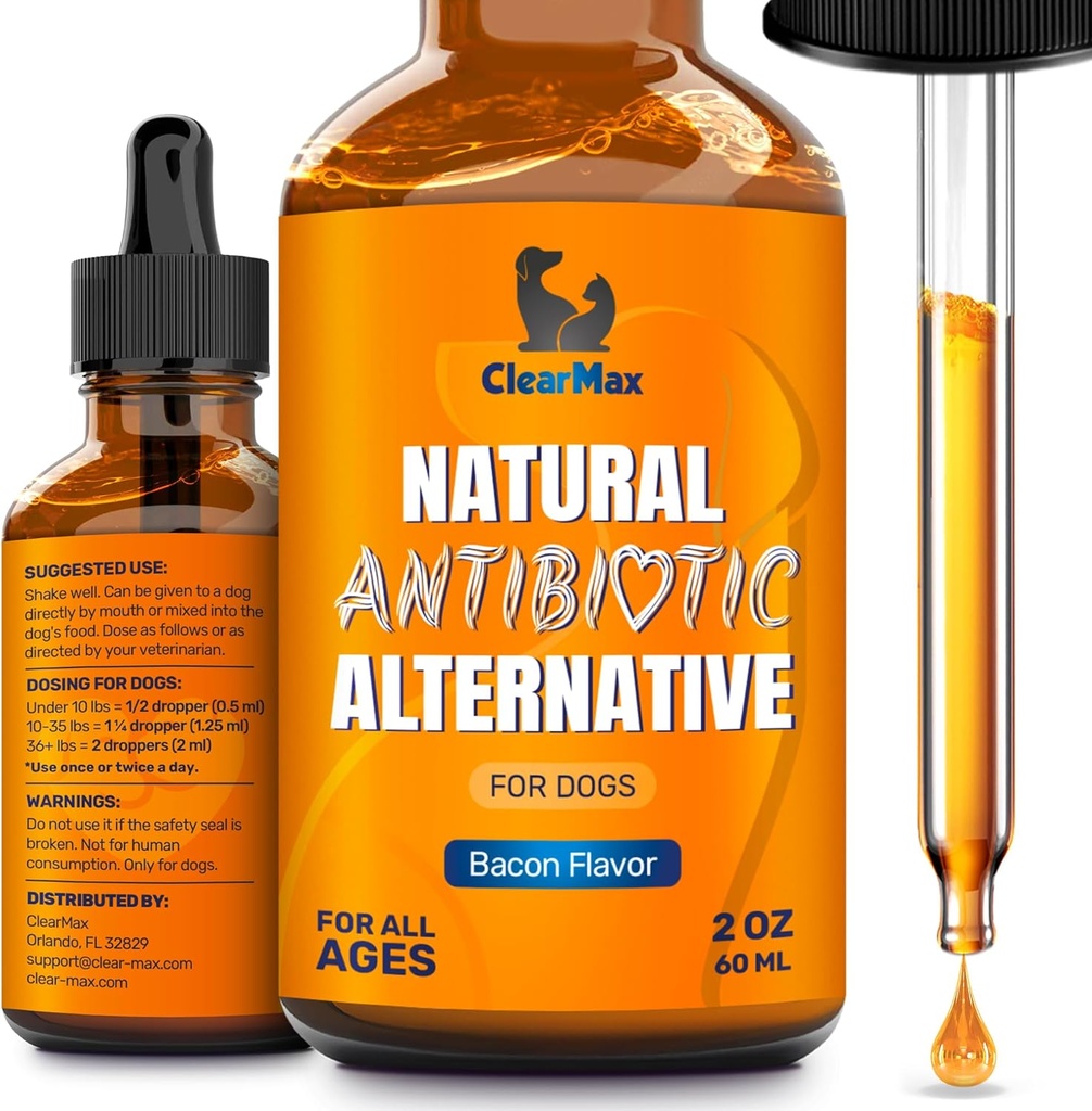 Antibiotici per cani per infezioni, allergie, tosse – Antibiotici naturali per cani con mirtillo Fornire l'urinazione e la cura della digestione – Ingredienti naturali + Sapore di bacon – 2 Oz