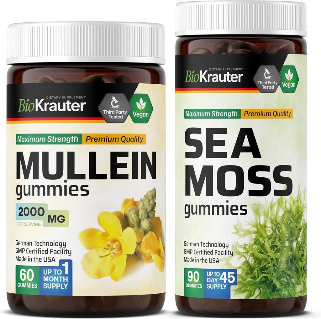 BIO KRAUTER Mullein 60 Gummis & Sea Moss 90 Gummis