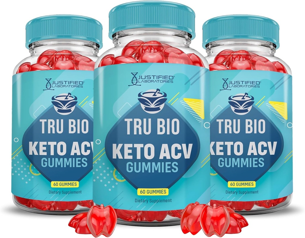 (3 Pack) Tru Bio Keto ACV Gummies Advanced Formula 1000MG TruiBIo Keto Gummies Aceto di sidro di mele Formulato con Polvere di succo di barbabietola di melograno B12 Vegan Non GMO 180