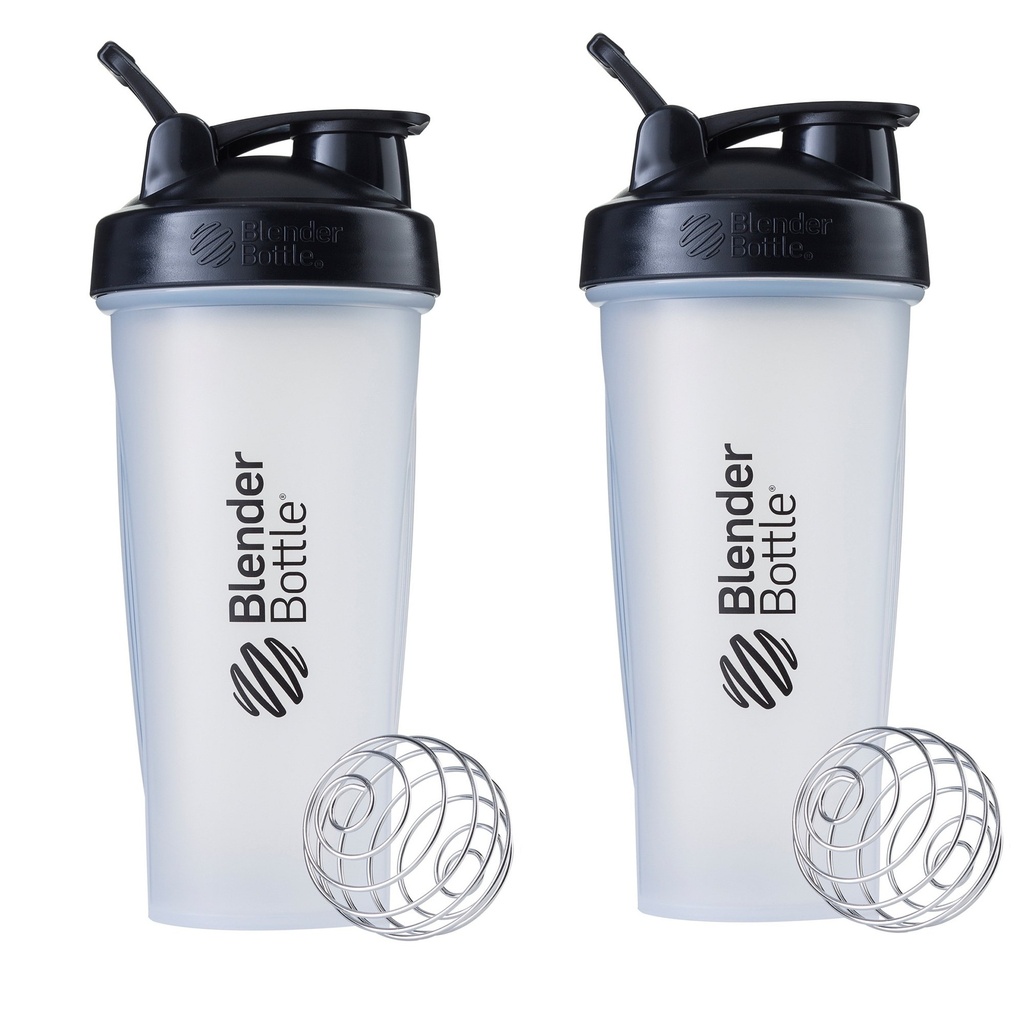 Bouteilles de mélange Classic Shaker Bouteille parfaite pour les shakes protéiques et pré-entraînement, 28oz,Clear/Noir (Pack de 2)