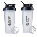 Bouteilles de mélange Classic Shaker Bouteille parfaite pour les shakes protéiques et pré-entraînement, 28oz,Clear/Noir (Pack de 2)