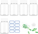 Clear Pill Bouteille 6Pcs Vide Médecine Organisateurs Bouteilles de Pill Plastique Réactifs Transparent Conteneurs 80ml Grand pot de stockage en poudre Bonnets de preuve pour les produits de toilette en poudre solide liquide