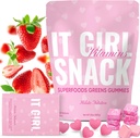 Snacks santé pour les adultes - Gommies quotidiennes Super Verts, Multivitamine Superfood Ours Gommy, Spiruline, Chlorella, Prébiotiques et fibre pour la santé digestive, Supplément adaptogène, 20 vitamines et minéraux