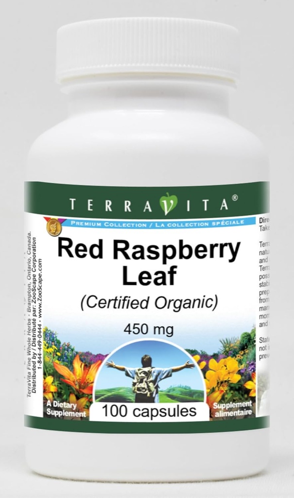 Foglia di lampone rosso (Certified Organic) - 450 mg (100 capsule, ZIN: 518667)