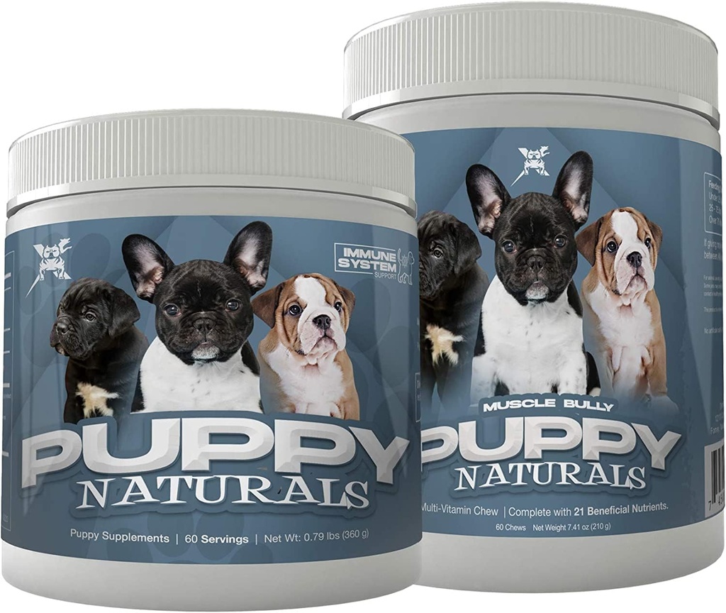 Welpen-Naturen | Muskelaufbau Immunität Milchersetzer + 10 in 1 Welpen MultiVitamin Nährstoff Kaue | Veterinär geformt. Ernährungsunterstützung für wachsende Welpen (60 Portionen).