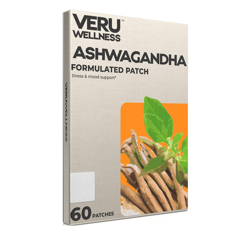 Veru Wellness Ashwagandha Patch - Stress Relief, Natural Mood Support, Stress, Energy et Focus Support Patch (60 comte)