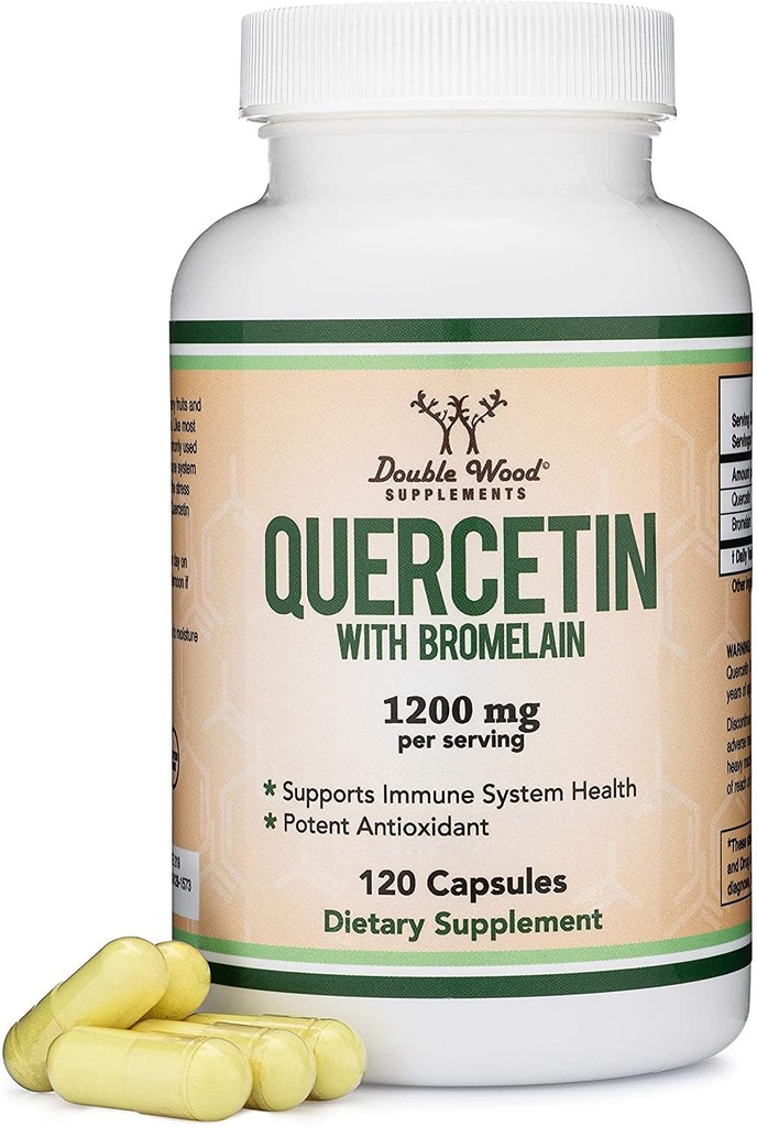 Quercetin mit Bromelain - 120 Zähler (1.200mg Servierungen) Immun-Gesundheit Kapseln - Unterstützt gesunde Immunfunktionen bei Männern und Frauen (Vegan Safe, Third Party Tested, Gluten Free) von Double Wood
