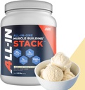 All-in-One Muscle Building Stack - Vanilla Whey Protein Isolate, Kreatin Monohydrat, HMB, und L-Glutamin, 4 Produkte in einem, Nichts Künstliche, 30 Servierungen