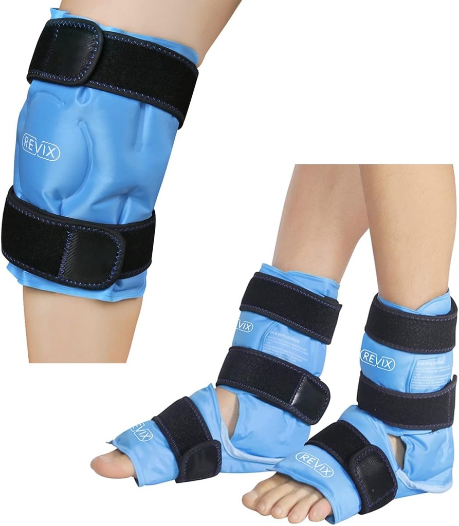 REVIX Ice Pack für Knieschmerzen Relief, Wiederverwendbare Gel Ice Wrap für Knieverletzungen und Knöcheleispakete für Verletzungen Reusable Gel Ice Pack für Knöchel