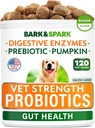BARK&SPARK Vet Strength Dog Probiotics Chews - Gas, Diarrea, Allergy, costipazione, Upset Stomach Relief, with Digestive Enzymes + Pumpkin + Prebiotics - Chewable Fiber Supplement - 100ct - Bacon