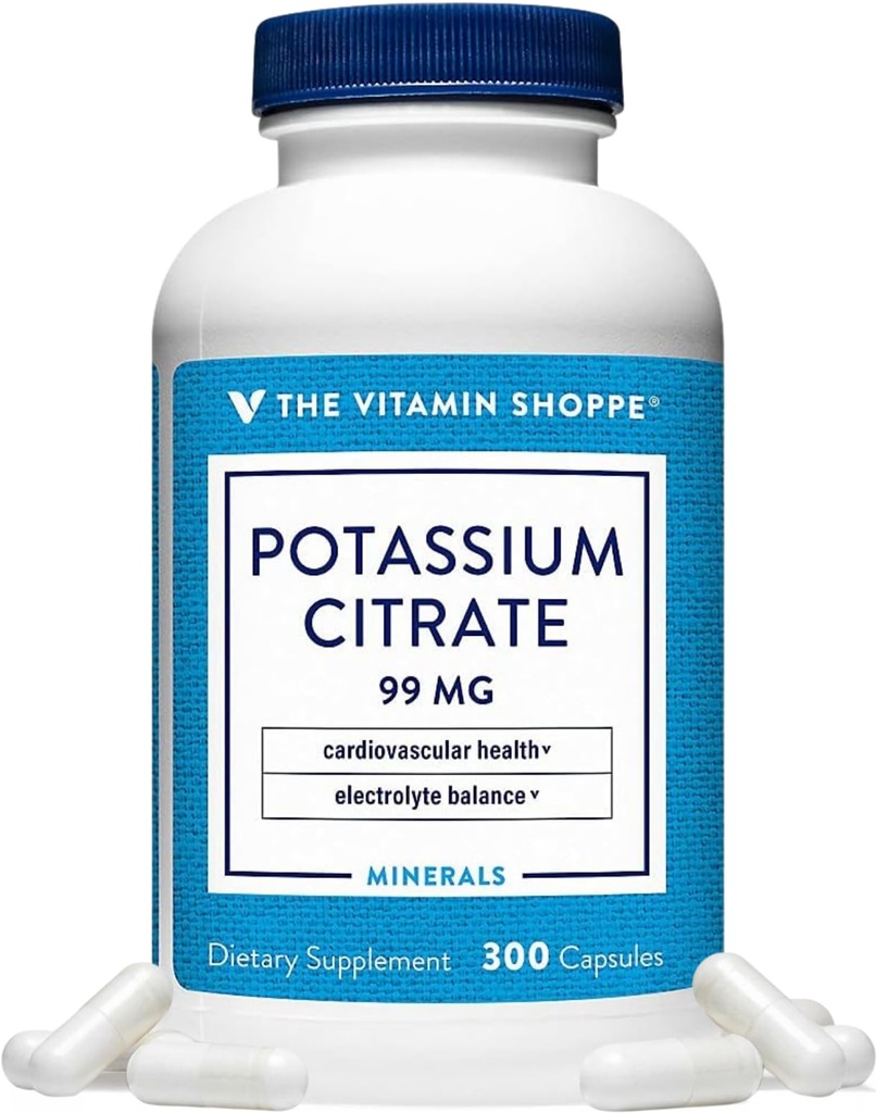 Der Vitamin Shoppe Kalium Citrate 99MG - unterstützt Herz-Kreislauf-Gesundheit, fördert die zelluläre Funktion und hilft, Elektrolyt Balance für allgemeine Wellness (300 Kapseln)