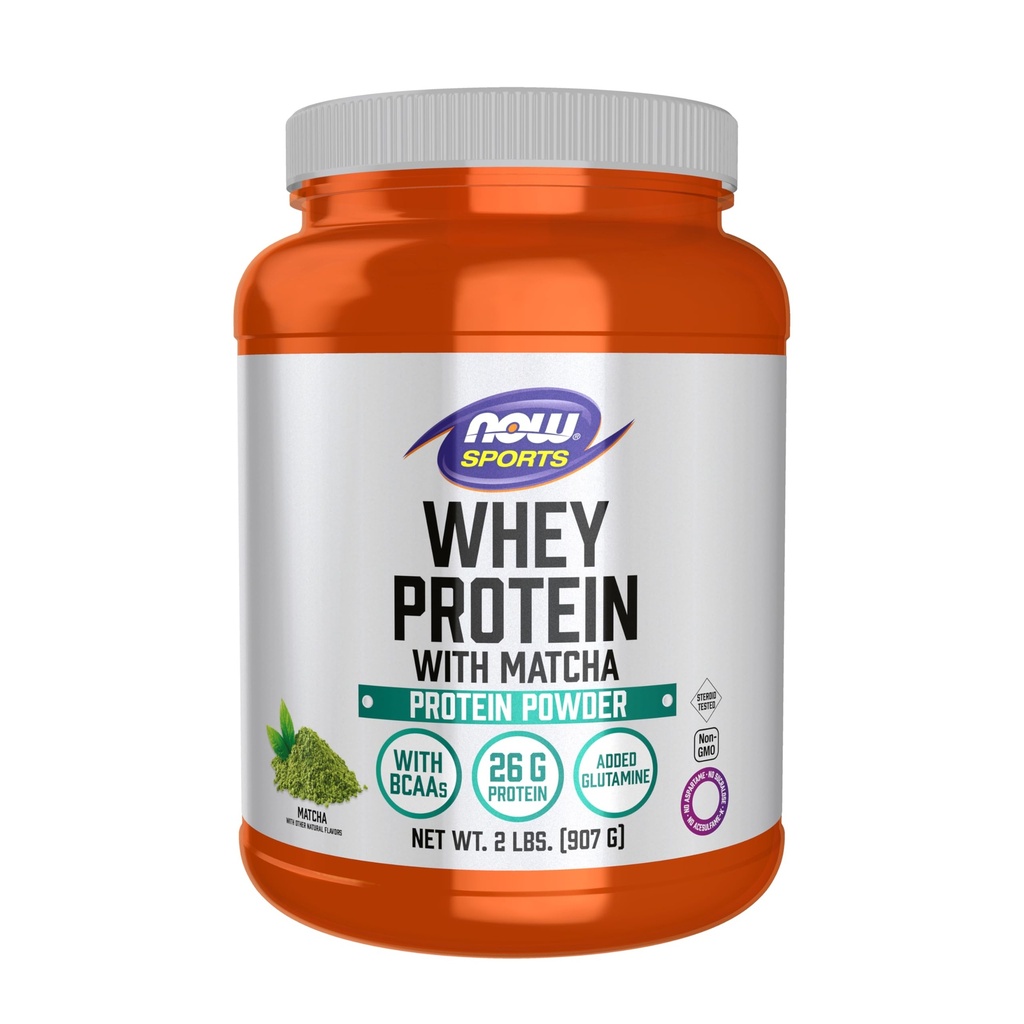 NOW Nutrizione sportiva, Proteine del siero, 24 G con BCAA, Polvere di Matcha, 2-Pound