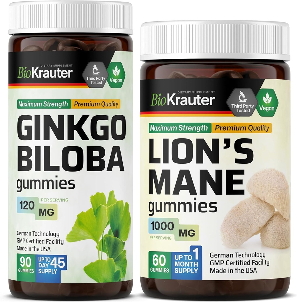 BIO KRAUTER Ginkgo Biloba 90 Gummi & Lion's Mane 60 Gummi