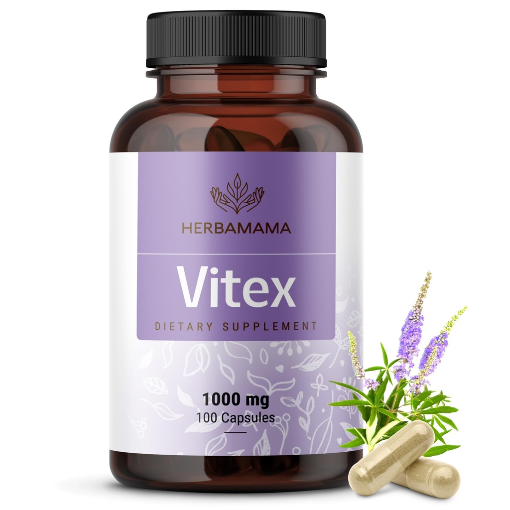HERBAMA Vitex Berry Capsules – Natural Menopause Supplements* für Damen – 1000mg Vitex Chasteberry Fruit per Serving for Menopause Support* – Vegan, Non-GMO – 50-Day Supply