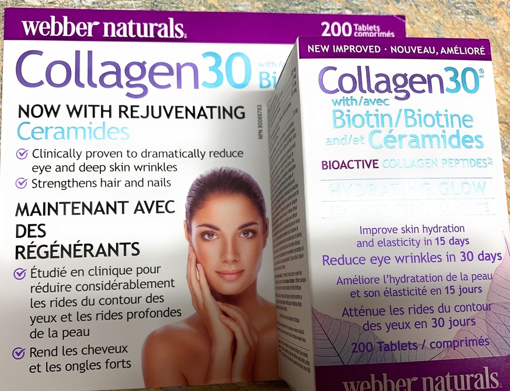 Webber Naturals Collagène 30 avec Biotine et Céramides, 200 comprimés