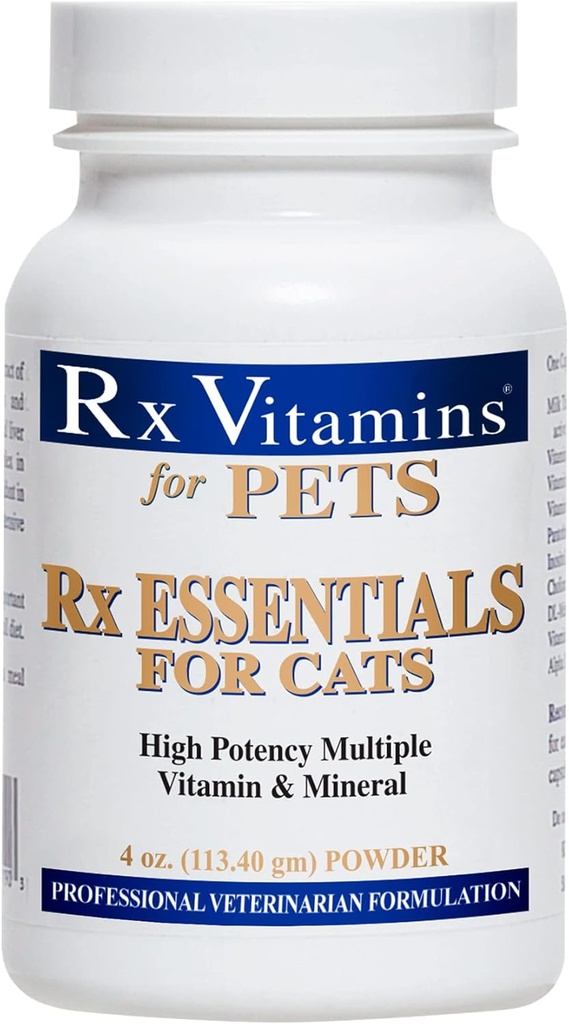 Rx Vitamins Essentials für Katzen - Vitamin & Mineral Multivitamin-Ergänzung - zu nassen oder trockenen Katzenfutter - Pulver 4 oz
