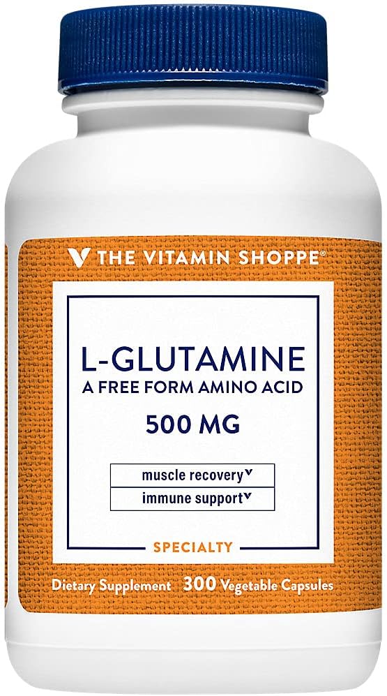 La vitamine Shoppe L-Glutamine 500MG, un acide amino de forme libre, soutient la récupération musculaire et la santé immunitaire (300 capsules)