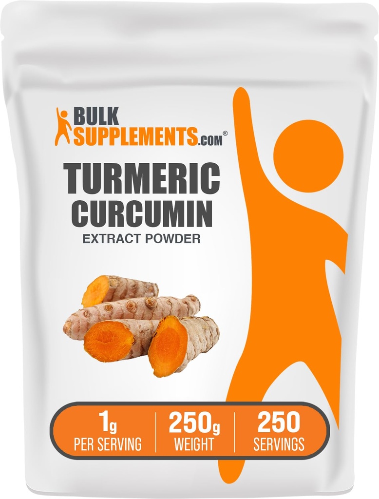 BulkSupplements.com Kurkuma-Extrakt-Pulver - aus Kurkuma, Curcumin-Ergänzungen, Kurkuma-Pulver - Glutenfrei, 1g pro Servierung, 250g (8.8 oz) (Pack von 1)