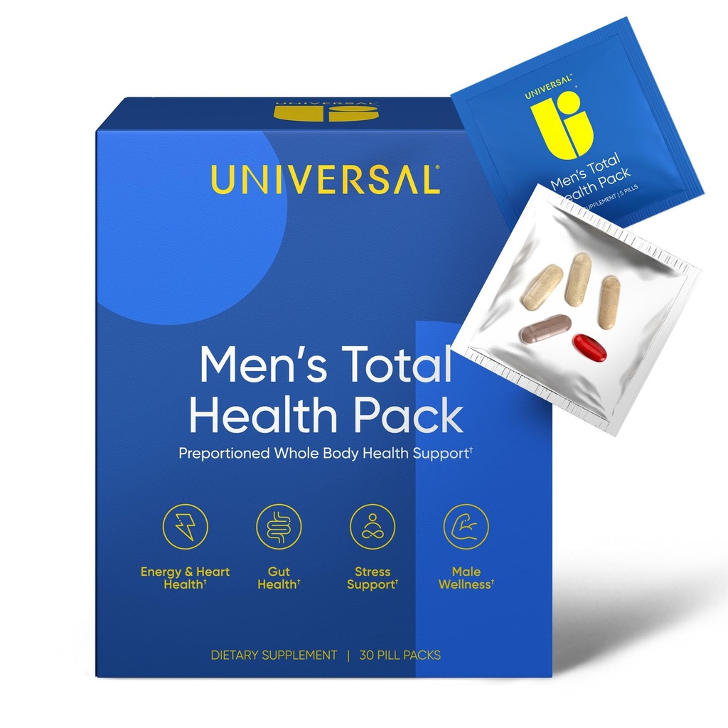 Pacchetti di vitamina quotidiana di salute totale degli uomini - 22 minerali essenziali e vitamine per gli uomini, supplemento multivitaminico all-in-one per l'energia, supporto dello stress, cuore, salute del fegato con olio di Krill, adaptogens - 30 Pack