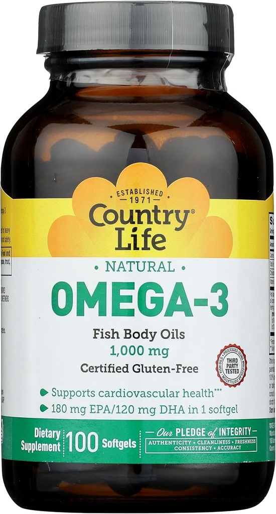 Country Life Omega 3 Fish Oil 1000 Mg, 100 Ct