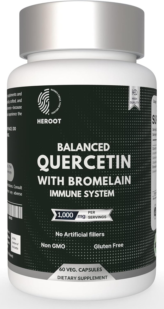 500mg Quercetin mit Bromelain Capsules: Respiratory Support Non-GMO | Gluten Free | Unterstützt Gesamtgesundheit und Wohlbefinden (60 Kapseln)