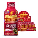 Vitamine Energy Immune+ Extra Strength Energy Shot Fruit Punch 12 Pack, 260mg Caféine naturelle, B-Vitamines, Citicoline, Thé vert, Immunity & Focus Support, Zéro sucre, Sans gluten 1,93 fl oz