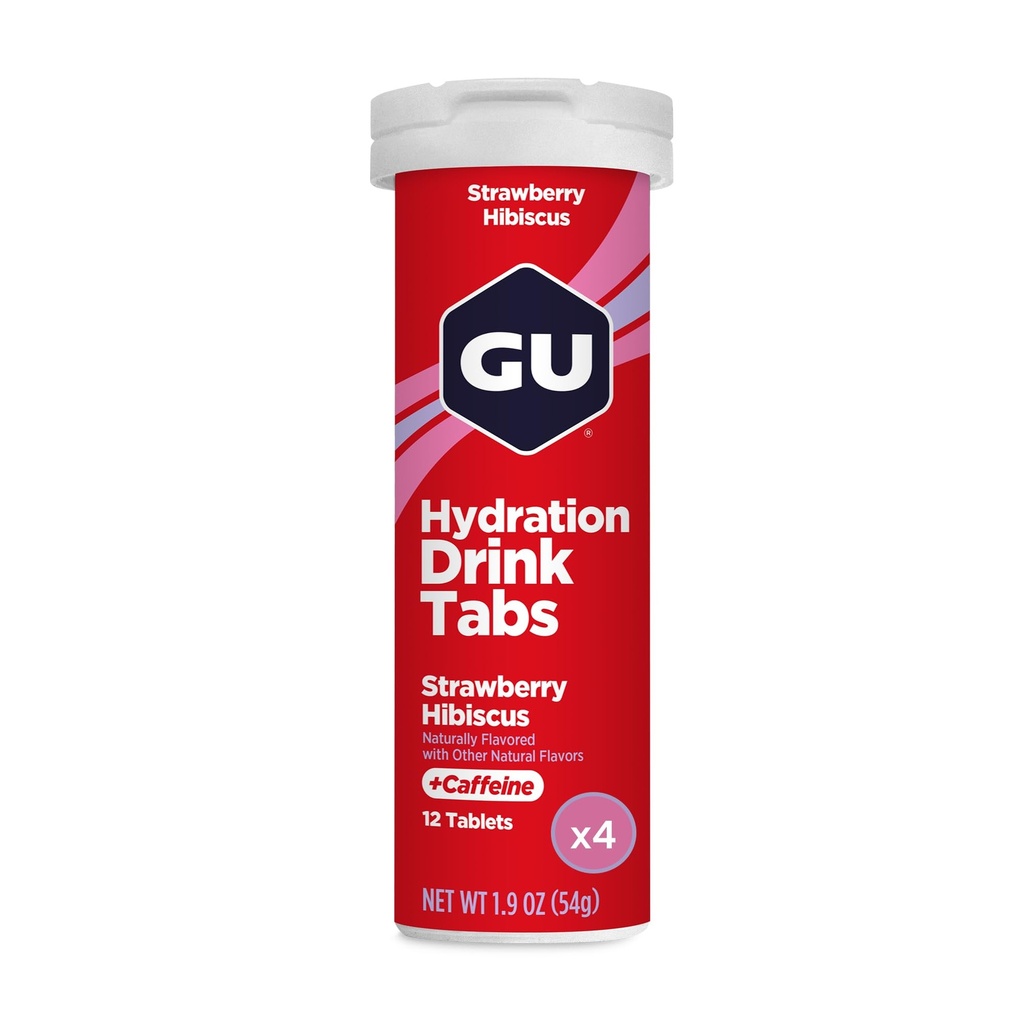 GU Energy Hydration Electrolyte Drink Tablets, 4-Count(48 Servietten), Erdbeer Hibiscus