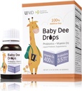 Probiotici (3,5 miliardi di CFU) + Vitamina D3 (400 UI) | Probiotici liquidi senza additivi e vitamina D3 per neonati, bambini, e tutte le età | Supporto immunitario e digestivo | 0.34 Fl Oz