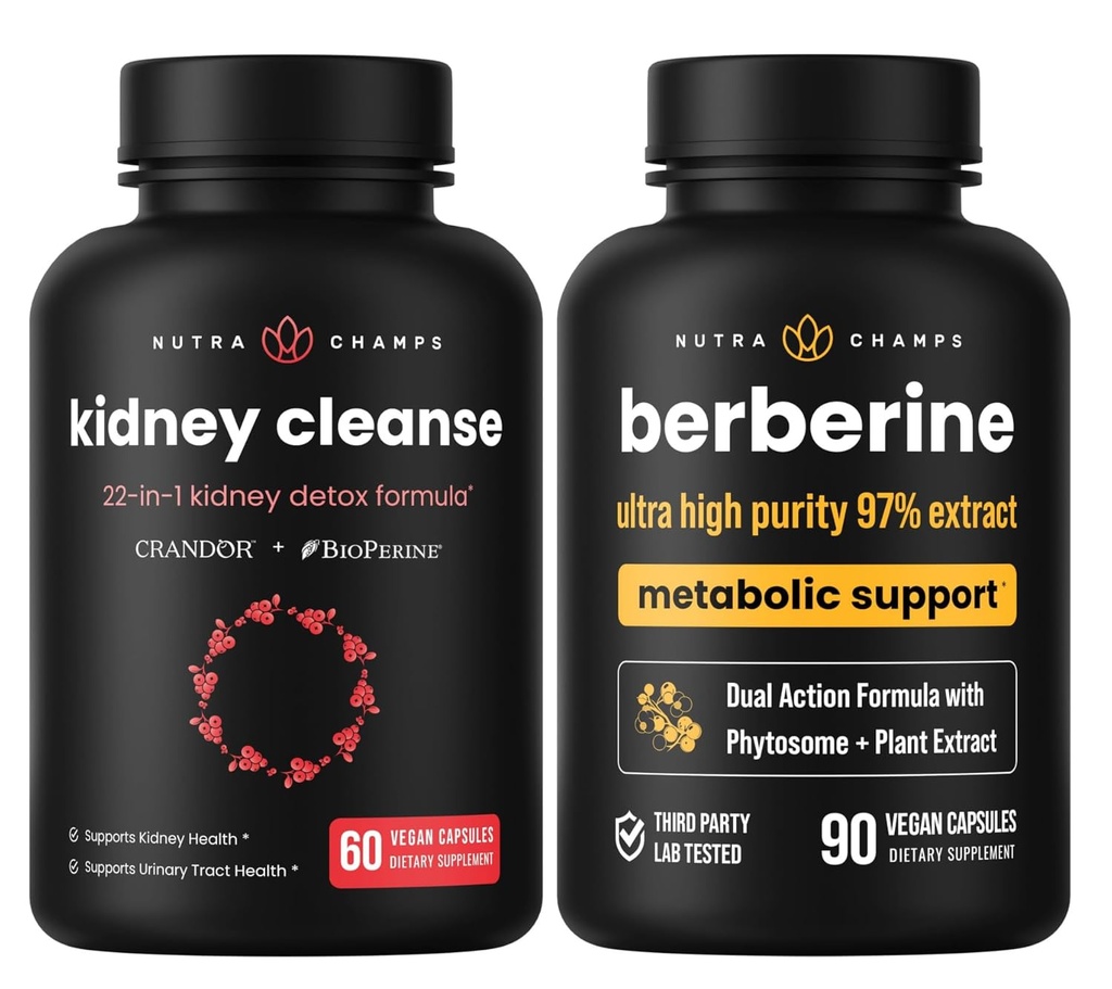 NutraChamps Complete Kidney Health: Berberine & Kidney Cleanse Duo